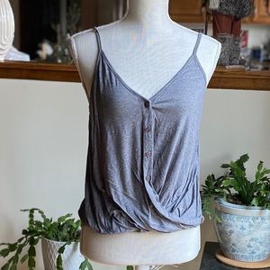Dry Goods dark gray button front tank top